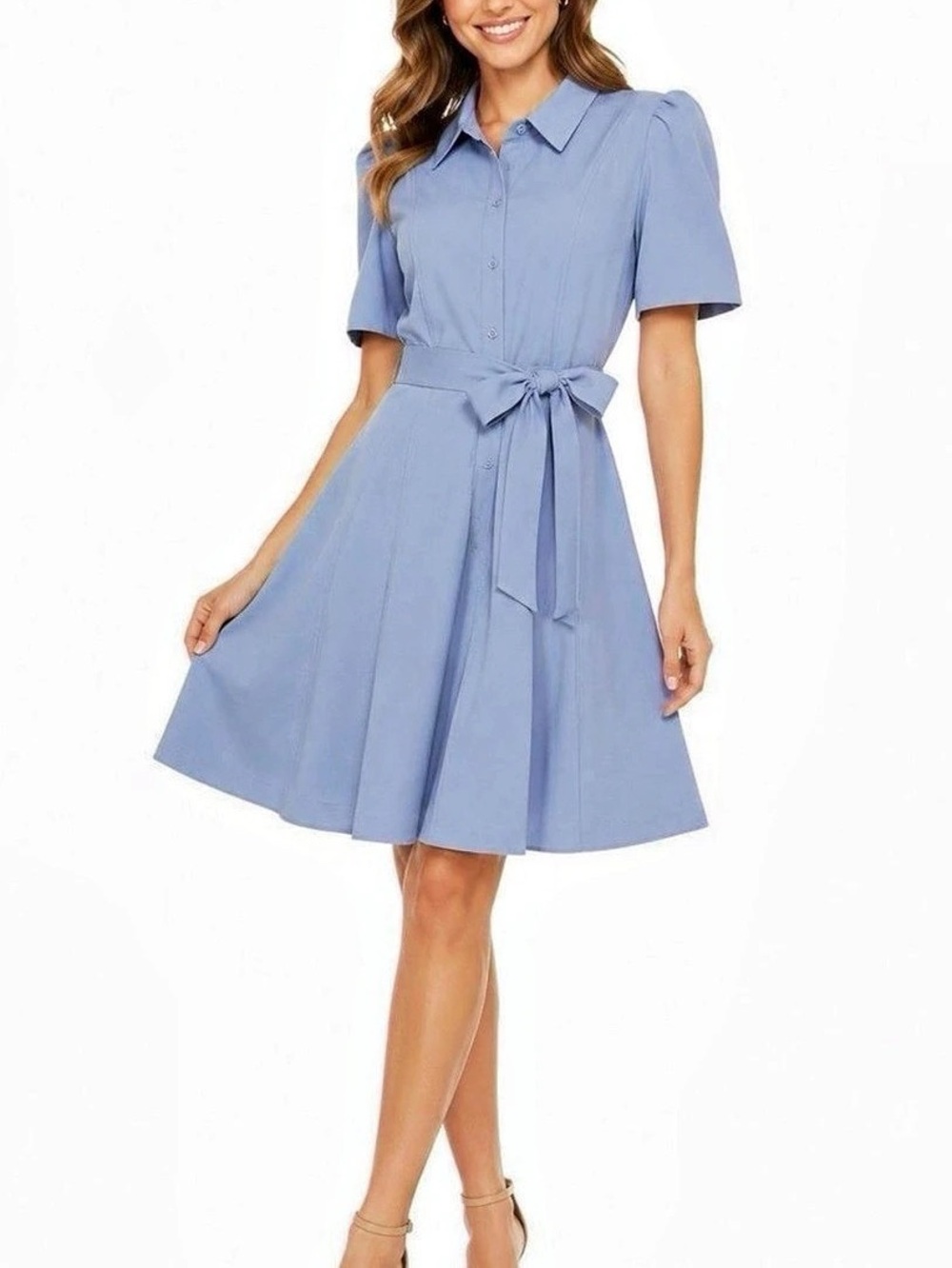 Eshakti Button Front Mini Dress in Blue Size 10 Like New